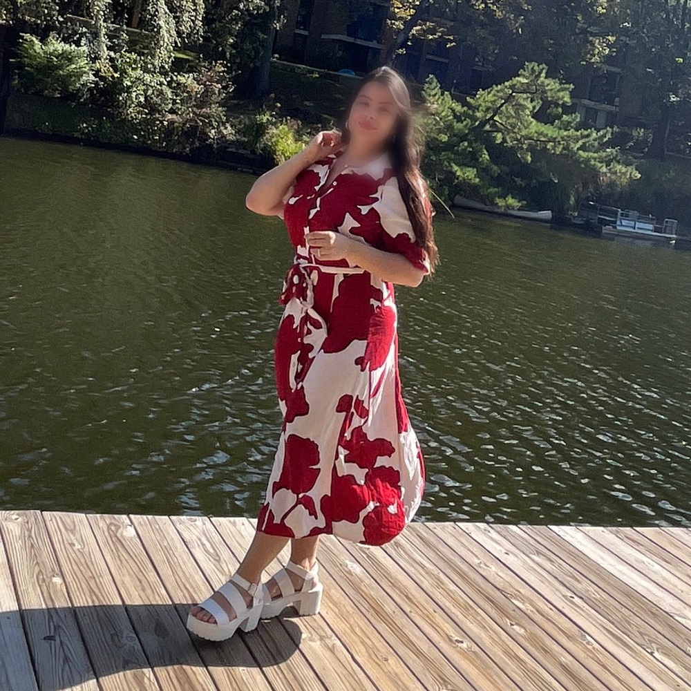 H&M Red and White Floral Dress